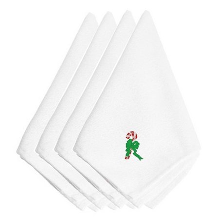 CAROLINES TREASURES Carolines Treasures EMBT2068NPKE Christmas Candy Cane Embroidered Napkins; Set of 4 EMBT2068NPKE